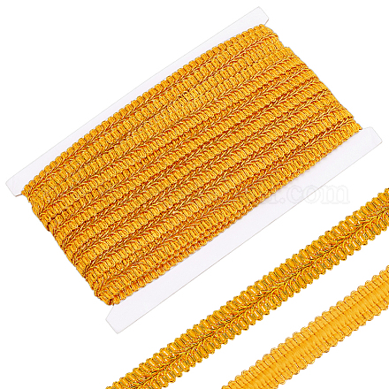 ポリエステルメタリック編組レーストリム  ムカデレースリボンの縫製  洋服小物・カーテン小物用  ゴールド  5/8インチ（16mm）  約10.94ヤード（10m）/カード OCOR-WH0074-92G-1