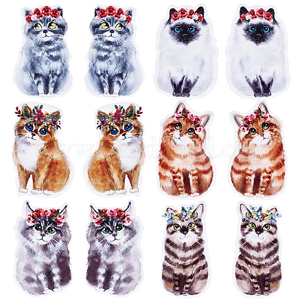 CREATCABIN 12 Pieces Cat Window Clings Decals Anti Collision Magnets Double Sided Waterproof Cat Stickers Decor to Prevent Bird Strikes Window Glass Screen Sliding Doors Refrigerator DIY-WH0304-304-1
