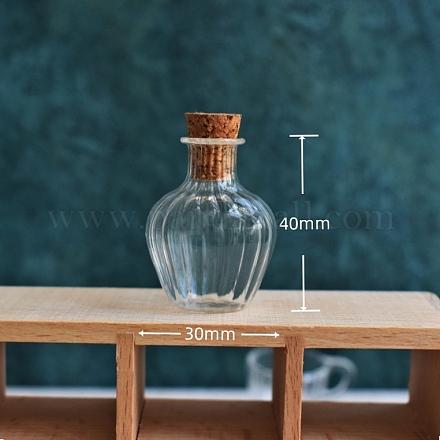ガラス瓶  コルクプラグ付き  ウィッシングボトル  透明  3x4cm PW-WG41467-01-1