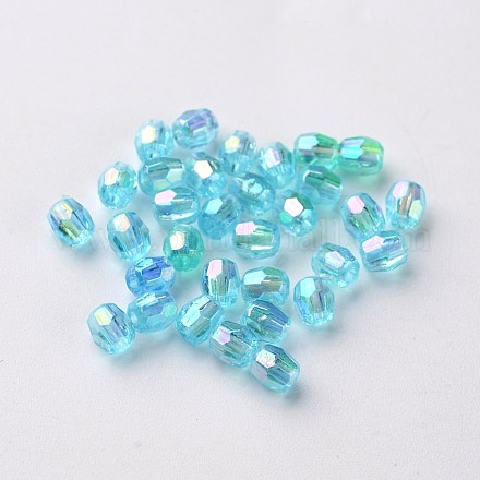 AB Color Plated Eco-Friendly Transparent Acrylic Barrel Beads TACR-L002-3mm-25-1