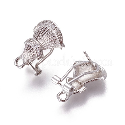 Accessoires de clous d'oreilles en laiton avec micro pavé zircone cubique KK-O121-22P-1