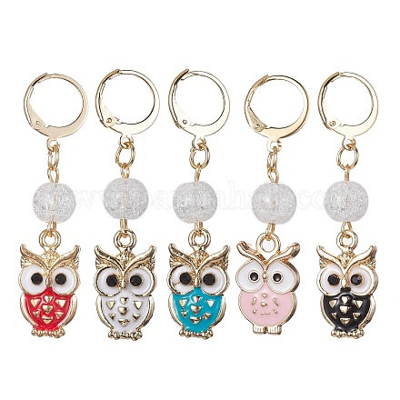 Owl Alloy Enamel Pendant Decorations HJEW-JM01278-1