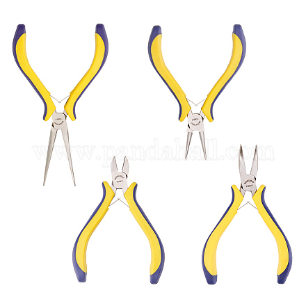 BENECREAT 4-Piece Jewelry Pliers Set with Comfort Rubber Grip For Jewelry Making PT-BC0001-08-1