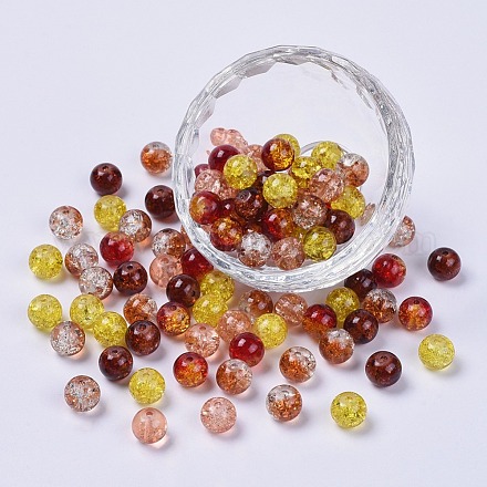 Perles de verre craquelé peintes au four et peintes au four CCG-X0010-12-8mm-1