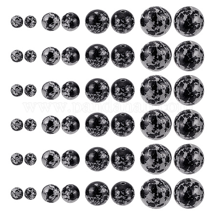 Arricraft 179 Stück synthetische Schneeflocken-Obsidianperlen in 4 Größen G-AR0005-39-1