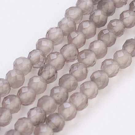 Chapelets de perles de quartz fumées naturelles G-F568-129-3mm-1