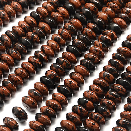 Rondelle Natural Mahogany Obsidian Beads Strands G-R309-12-1