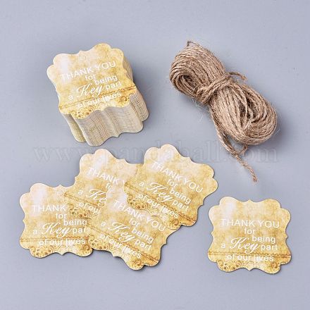 Etiquetas de regalo de papel con estampado floral CDIS-K002-E08-1