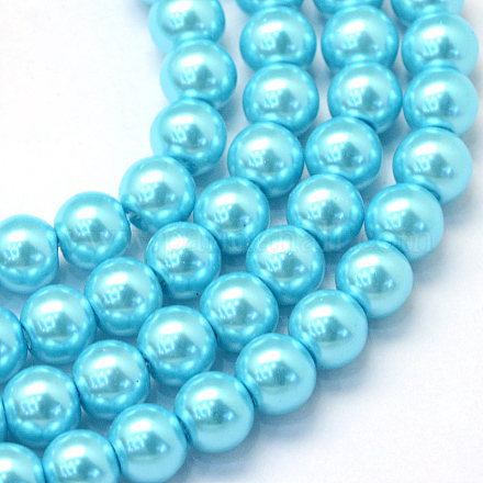 Backen gemalt pearlized Glasperlen runden Perle Stränge X-HY-Q003-10mm-48-1