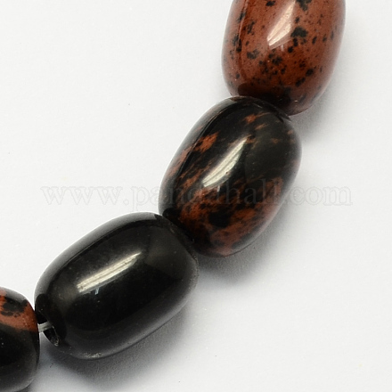 Бочкообразная драгоценный камень натурального красного дерева камень обсидиан бусы нити G-S114-01-1
