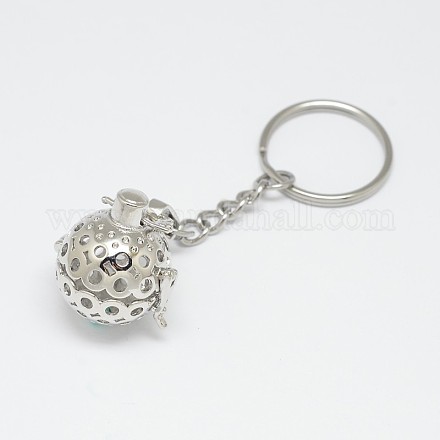 Brass Hollow Ball Cage Pendant Keychain KEYC-E012-09P-1