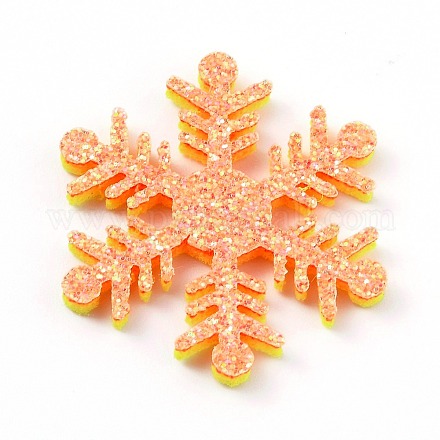 スノーフレークフェルト生地のクリスマスのテーマを飾る  グリッター金粉付き  子供のためのDIYヘアクリップは作る  オレンジ  3.6x3.15x0.25cm DIY-H111-B06-1