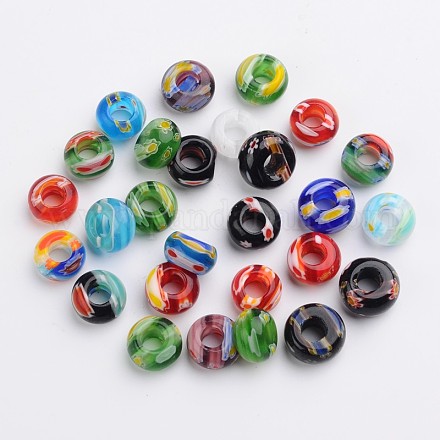 Rondelle Handmade Millefiori Glass Beads LAMP-F004-09-1