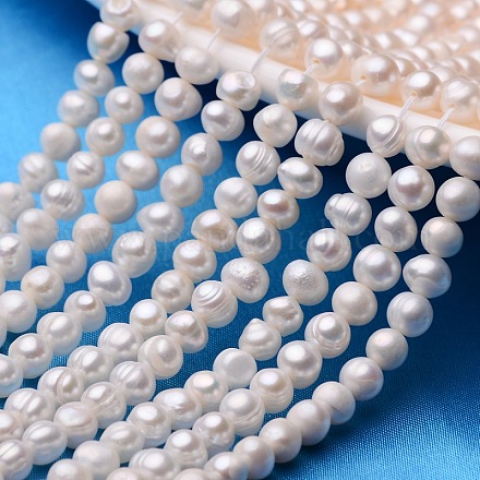Hebras de perlas de perlas de agua dulce cultivadas naturales de papa X-PEAR-E007-5-6mm-1