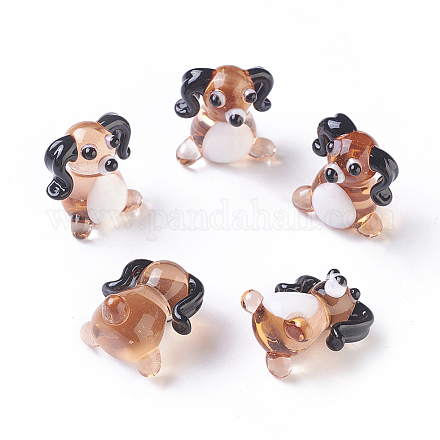 手作りランプワーク子犬ホームディスプレイ装飾  3dソーセージドッグ/ダックスフント  サドルブラウン  13~16x16~17x18~20mm LAMP-L075-016-1
