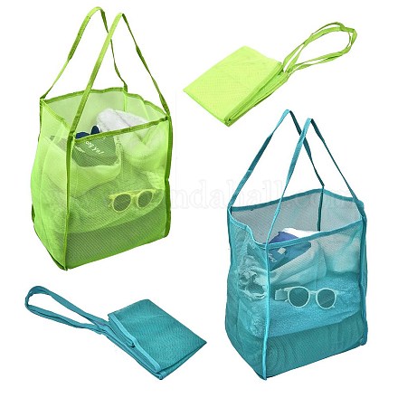 2Pcs 2 Colors Polyester Mesh Beach Bag ABAG-SZ0001-18B-1