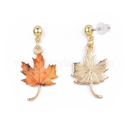 Autumn Theme Alloy Dangle Stud Earrings EJEW-G148-24G-02-1