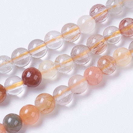 Chapelets de perles en quartz de rutile naturel G-F568-189-4mm-1