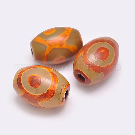 Tibetan Style 3-Eye dZi Beads TDZI-G009-B33-1