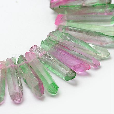 Galvanisieren natürlichem Quarz-Kristall-Perlen Stränge G-F462-01A-1