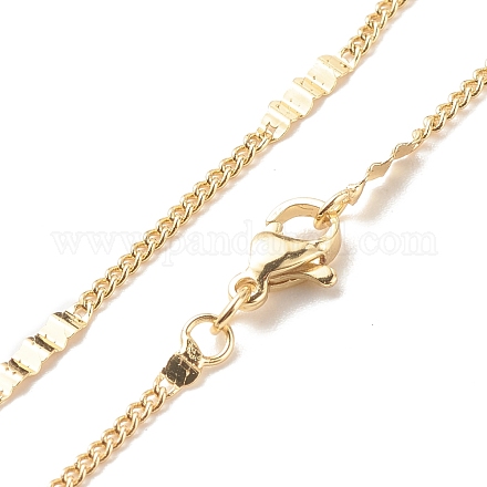Латунные бордюрные цепочки с волнистым ожерельем для женщин NJEW-P265-40G-1