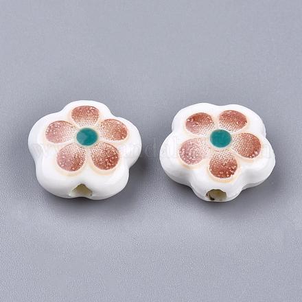 Handmade Printed Porcelain Beads X-PORC-Q162-3-1