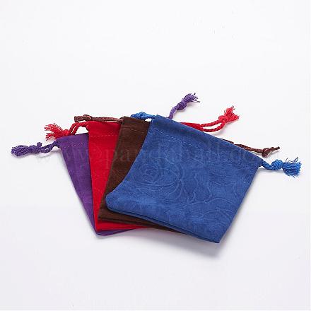 人工flanneletteジュエリーバッグ  長方形  巾着袋  ミックスカラー  12.5x10cm TP-D009-01-1