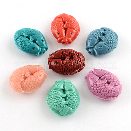 Double Fish Dyed Synthetical Coral Beads CORA-R011-12-1
