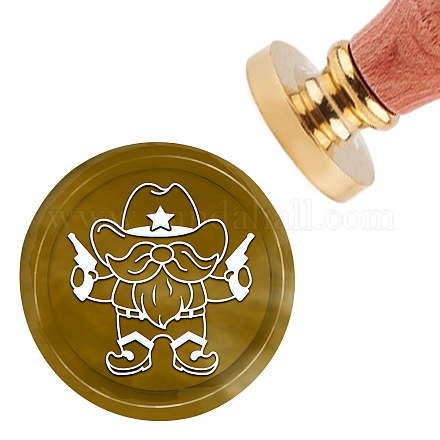 CRASPIRE Wax Seal Stamp Cowherd and Cactus Sealing Wax Stamps Gnome Elf 30mm/1.18inch Removable Brass Head Sealing Stamp with Wooden Handle for Invitations Cards Gift Wrap AJEW-WH0184-0383-1