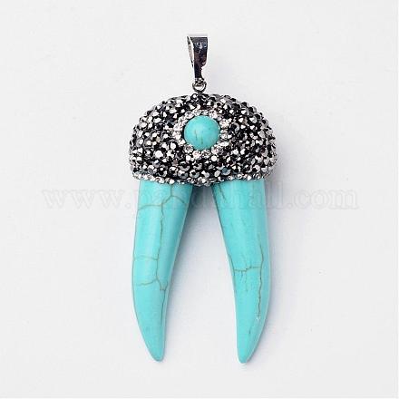 Dent pendentifs turquoise synthétique G-K098-A-01-1