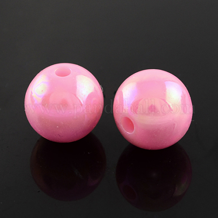 Plaqué couleur ab billes de gommes acryliques pour le collier de bubblegum PACR-R204-22mm-15-1