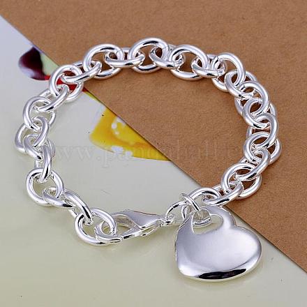 Латунь сердца шарм браслеты для женщин BJEW-BB12638-1