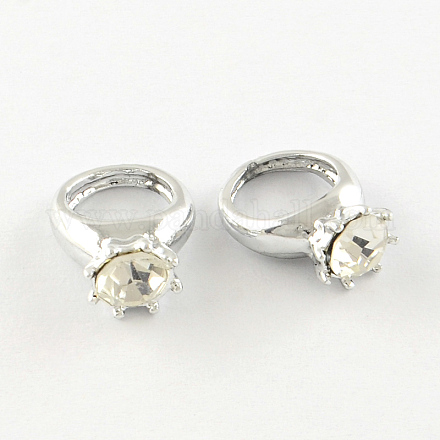 Breloques d'anneau en alliage avec diamant de strass PALLOY-L171-025-1