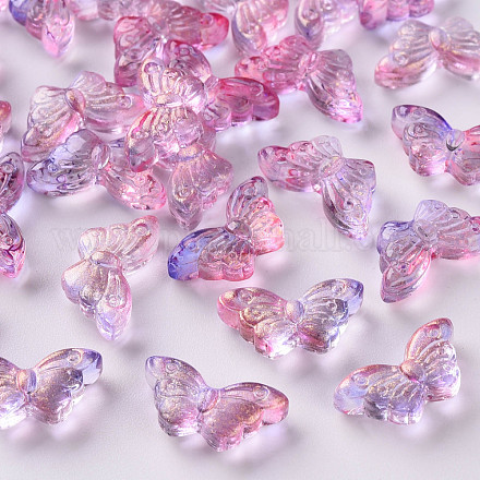 Perles de verre peintes par pulvérisation transparentes deux tons GLAA-S190-018E-01-1