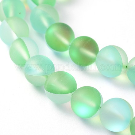 Chapelets de perles rondes en pierre de lune synthétique teinte G-L376-10mm-A02-1