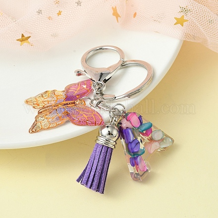 Resin Letter & Acrylic Butterfly Charms Keychain KEYC-YW00001-01-1