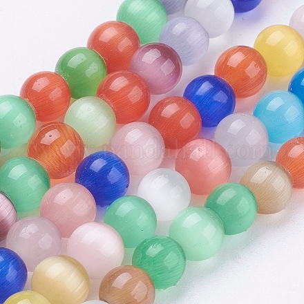 Chapelets de perles d'œil de chat X-CE-R002-6mm-M-1