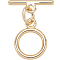 Brass Toggle Clasps, with Jump Rings, Nickel Free, Ring, Real 18K Gold Plated, Ring: 12x9x1.5mm, Hole: 1.2mm, Bar: 12.5~14x1.5mm, Hole: 1.2mm, Jump Ring: 5x0.8mm, 10sets/box