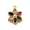 304 Stainless Steel Micro Pave Cubic Zirconia Pendants Charms, Flower, Ion Plating(IP), Real 18K Gold Plated, Colorful, 15x11.5x2.5mm, Hole: 1.2mm