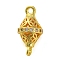 Brass Micro Pave Clear Cubic Zirconia Hollow Bicone Connector Charms, Lead Free & Cadmium Free, Golden, 15x8mm, Hole: 1.5mm