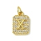 Rack Plating Brass Micro Pave Clear Cubic Zirconia Charms, Long-Lasting Plated, Lead Free & Cadmium Free, Rectangle with Letter Pattern, with Jump Ring, Real 18K Gold Plated, Letter X, 14x9.5x2mm, Hole: 3mm