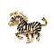 Alloy Brooches, Animal Enamel Pins, Zebra, Golden, Black, 44.5x51mm