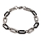 201 Stainless Steel Oval Link Chain Bracelets, with 304 Stainless Steel Clasps, Stainless Steel Color, Black, 8-7/8 inch(22.4cm)