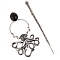 Tibetan Style Alloy Octopus Hair Sticks, Hollow Hair Ponytail Holder, for DIY Nordic Viking Style Hair Stick Accessories, Antique Silver, 120mm