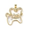 Brass Micro Pave Cubic Zirconia Shell Pendants, Tiger, Lead Free & Cadmium Free, Long-Lasting Plated, Real 18K Gold Plated, Rack Plating, Clear, 26.5x27.5x4mm, Hole: 3.8x3.5mm