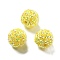 Acrylic Rhinestone Ball Beads, Sparkling Beads with Hexagon Patterns, Round, Yellow, 20x18.5mm, Hole: 2.8mm