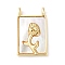 Brass Pave Natural White Shell Pendants, Rectangle Charms, Real 18K Gold Plated, Long-Lasting Plated, Lead Free & Cadmium Free, Rack Plating, Flower, 18x11x3.5mm, Hole: 1.6mm