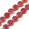 Handmade Lampwork Beads Strands, Flat Round with Vortex, FireBrick, 7.5~8.5x3mm, Hole: 0.6mm, about 46~49pcs/strand, 14.06~14.57''(35.7~37cm)