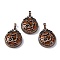 Natural Red Jasper Pendants, Flat Round Brass Charms, Lead Free & Cadmium Free, 34.5x27x8mm, Hole: 6.5x5mm