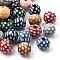 Printed Schima Wood Beads, Round, Mixed Color, 16~16.5mm, Hole: 4mm